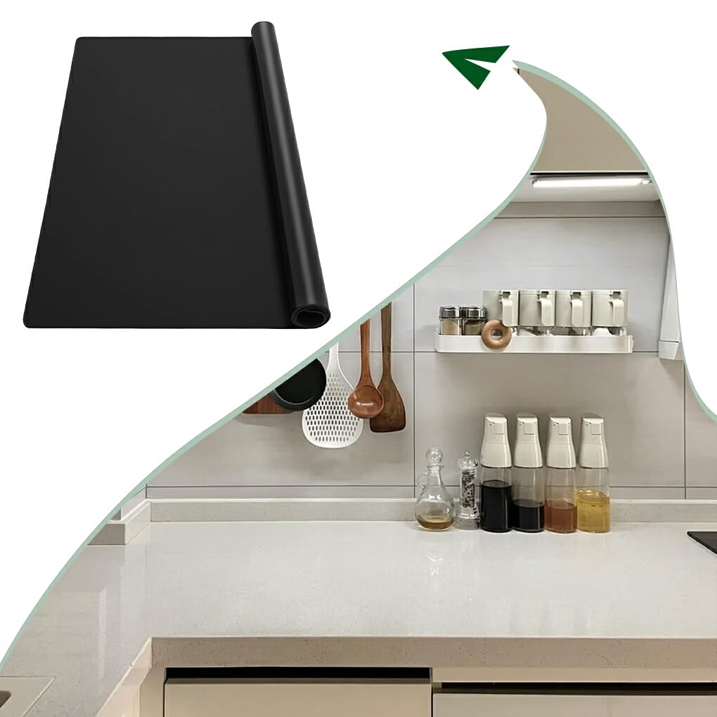 VUIUYOIES Tapis de Plat à Manger Tapis en Silicone Extra Large et épais pour napperon de Table Tapis en Silicone napperon de Table de Nombreuses utilisations, Noir