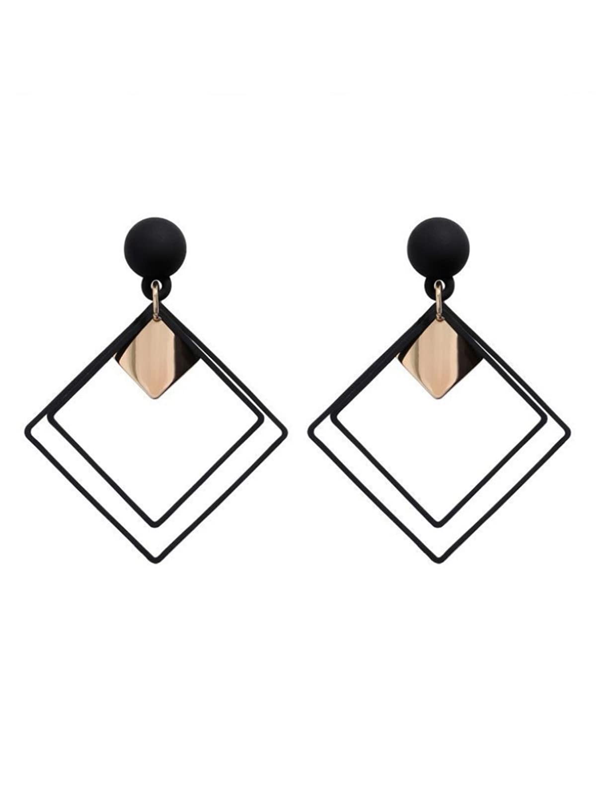 Scintillare by Sukkhi Adorable Square Shaped Black Drop Earrings for Women (B0CBMSM8LN) Amazon Price History, Amazon Price Tracker