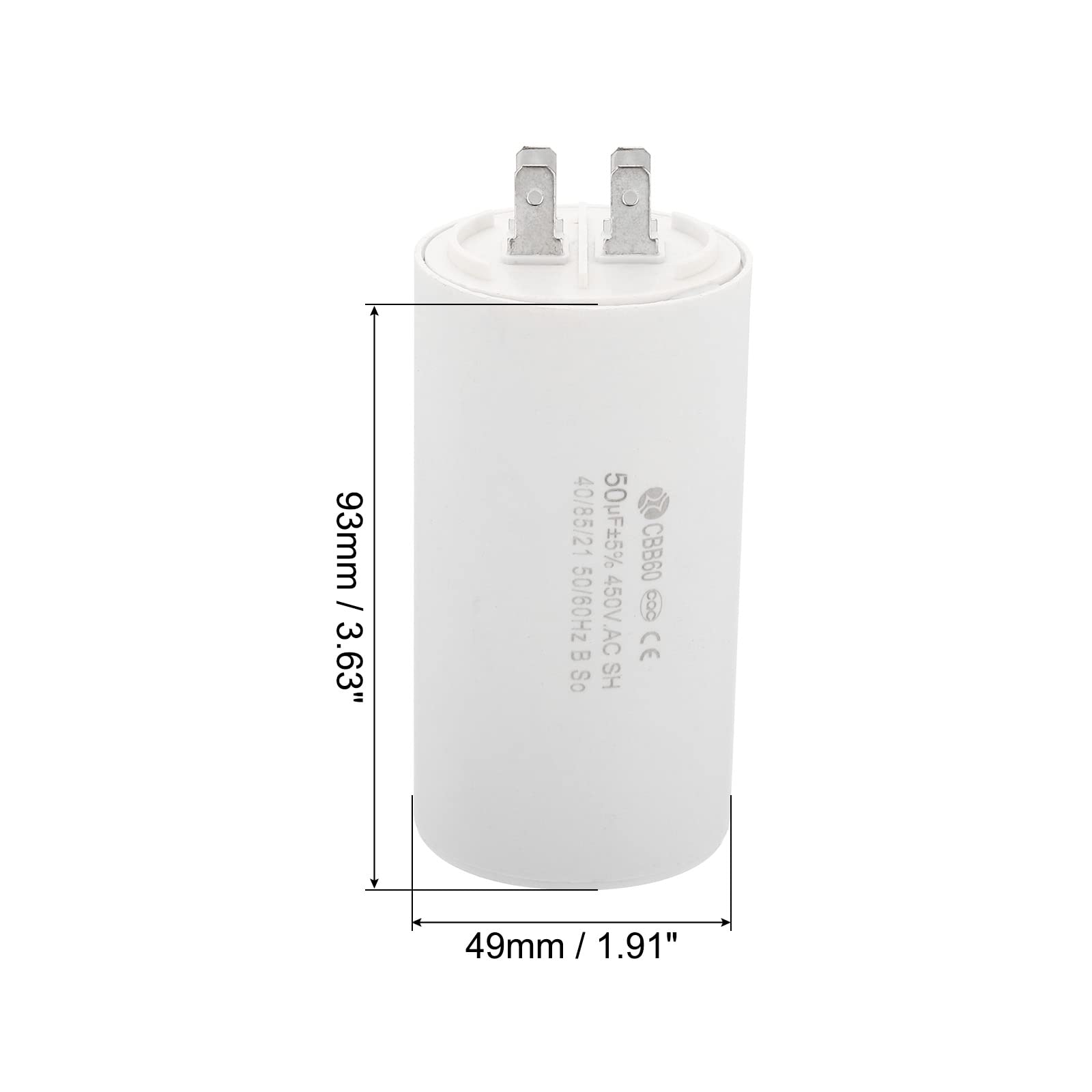 PATIKIL Condensatore CBB60 50uF 450V AC 4 Pin Per Pompe Acqua E Motori, 2 Pezzi - 2