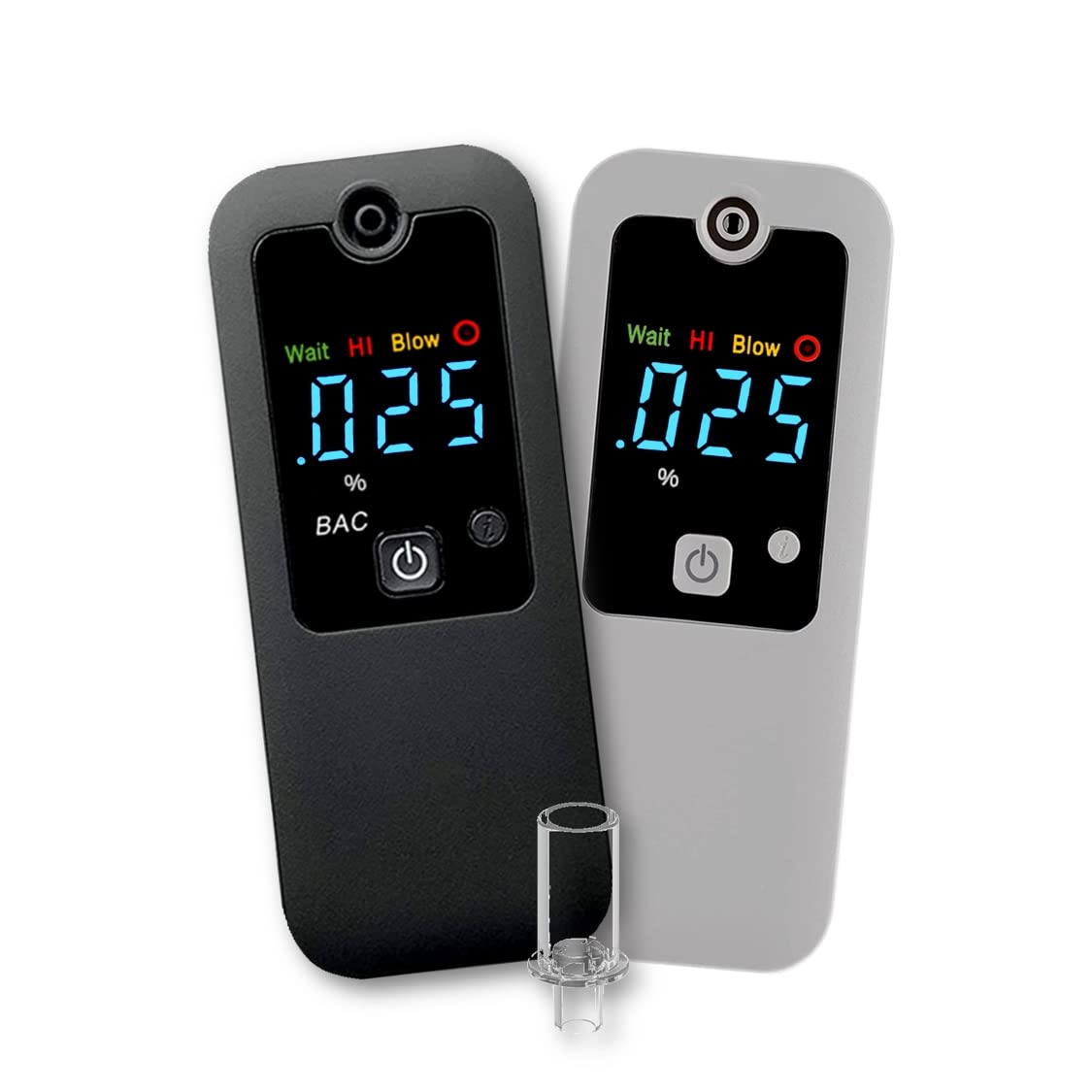 Alcolometro Digitale Ricaricabile con Batteria Rimovibile e Basso consumo energetico. Misuratore di Alcol, Test alcolici con 8 bocchini e indicatore LED