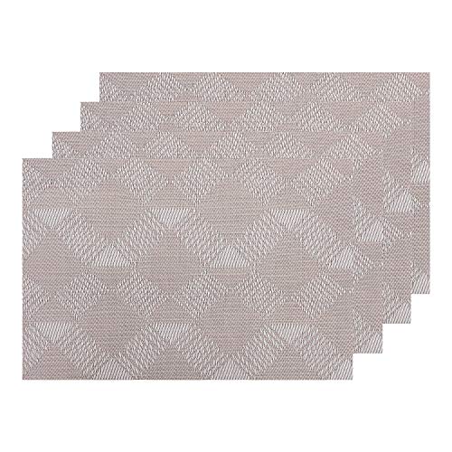 Deconovo Stain Resistant Placemats Washable PVC Mats for Kitchen Table, 12x18 Inch, Beige 4PCS