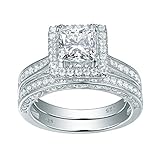 Newshe Jewellery 2.8 Carat Princess White Cz 925 Solid Sterling Silver Wedding Band Engagement Ring...