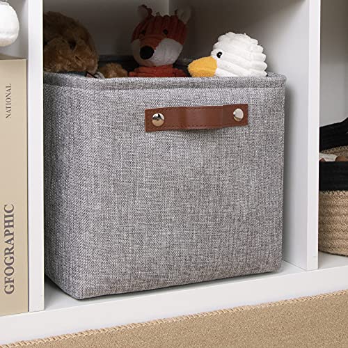 Image of DULLEMELO Fabric Storage Basket for Shelves /Closets, Collapsible Rectangle Basket for Organizing Clothes, Toys, Towels, Books, Laundry, Nursery, Dog Toy Basket Empty (Gray)