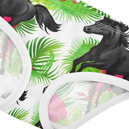 Cotton Toddler Underwear Floral Horses Tropical Hibiscus Flowers Cute Panties Girl Designer Kids Undies Briefs 2t4