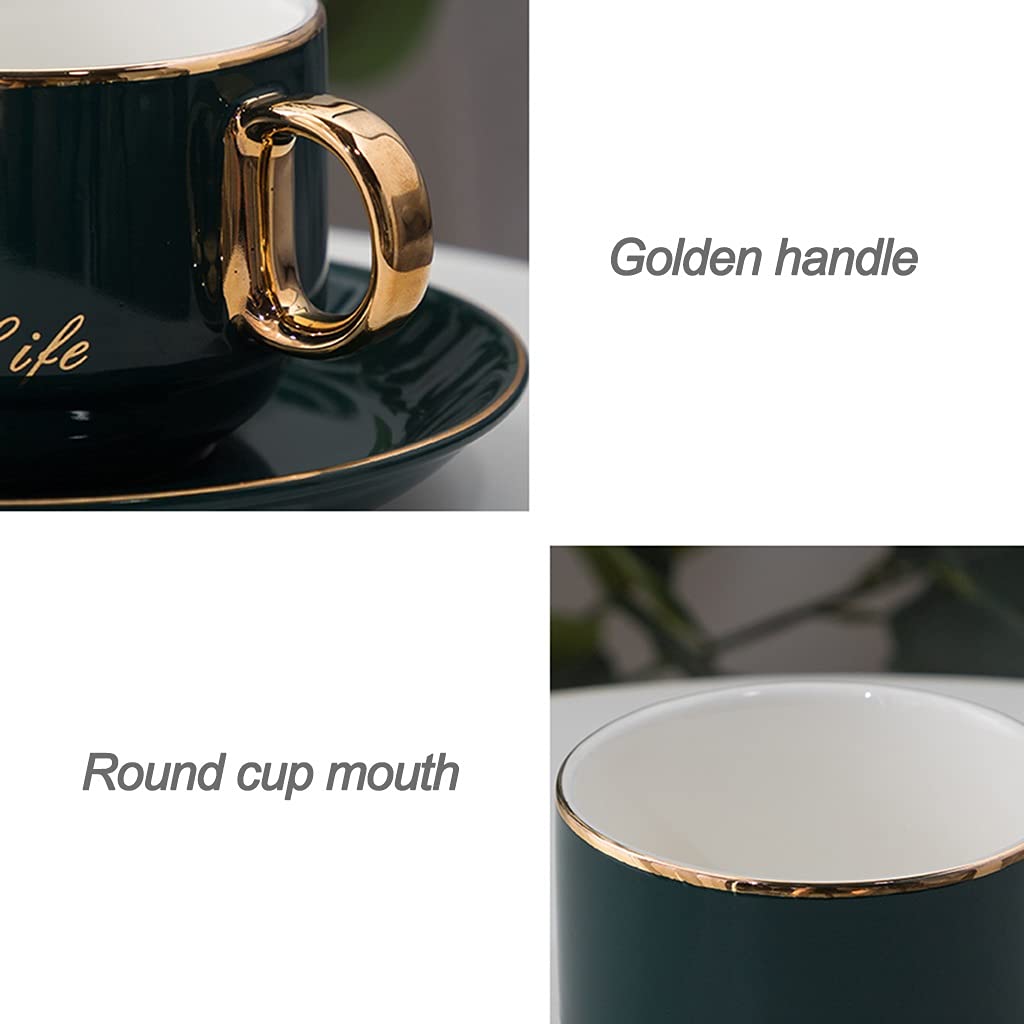 Porzellantasse madchen, Porzellanbecher 8 Unzen für Spezialkaffeegetränke, Latte, Café Mokka und Tee, Becher Geschenk Set für Männer Frauen Dad Mom, Porzellan-Tee Set mit Goldbesatz ( Color : White )