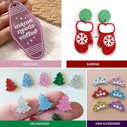 Image of Glitter Acrylic Sheets 1 /8 inch Thick 8 x 8 Inch for Laser Cutting and Engraving Plastic Sheet Materials, Glitter Plexiglass Sheets for Crafts and DIY Project. (10, 10 Colors, 8 inch x 8 inch)