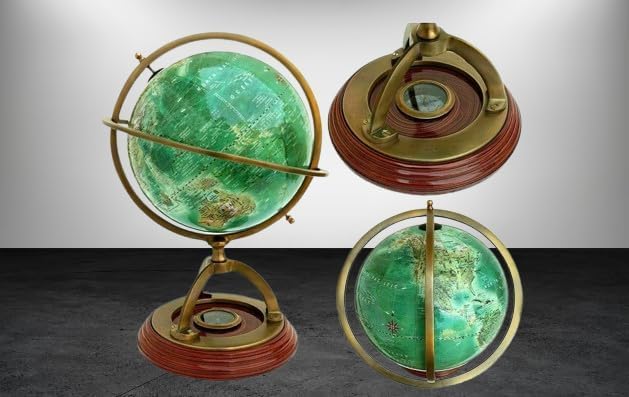 Globe Nautical Antique Brass World Globe 14'' Tall Collectible Tabletop with Compass and Gifting Item Special For OFFICE SCHOOL ALL