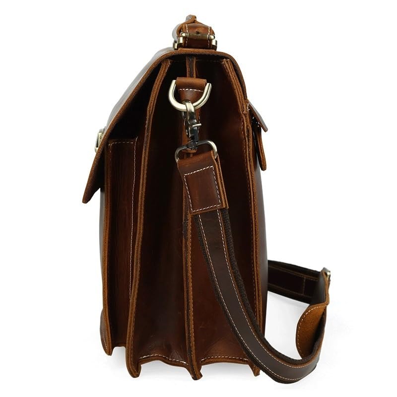 Men Leather Briefcase Briefcase Shoulder Bag Large Men's Tote Business Bag Crazy Horse Leather4
