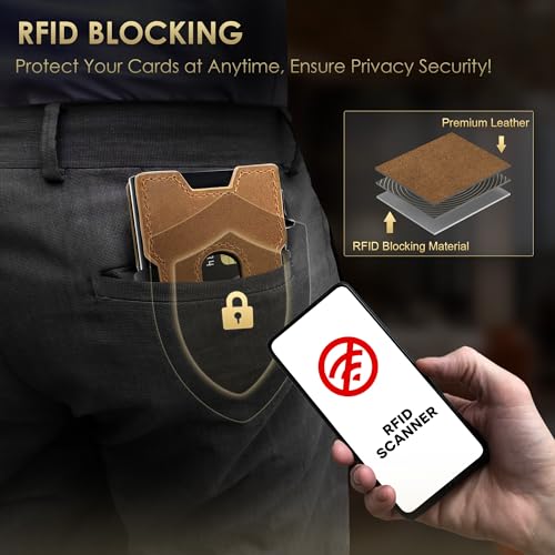 Ultra-Slim Money Clip Wallet for Men, Aluminum Pop up Card Holder Mens Wallet, RFID Protection Minimalist Metal Wallets Billeteras de Hombres Gifts for Men Dad Husband Boyfriend ﻿3
