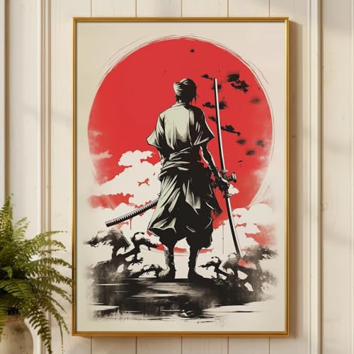 Jinboonees Picture Japanese Samurai Armored Print Retro Asian Art Poster