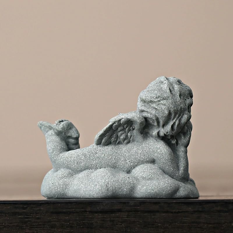 Miniatura 5 de livelyfish Estatua de ángel guardián, pequeña figura de querubín rezando, alas de arenisca, escultura de ángel para acuario, hogar, pecera,