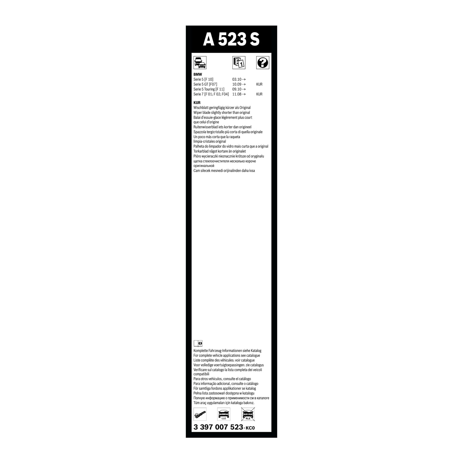 Bosch Scheibenwischer Aerotwin A523S, LŠnge: 650mm/450mm Ð Set fŸr Frontscheibe