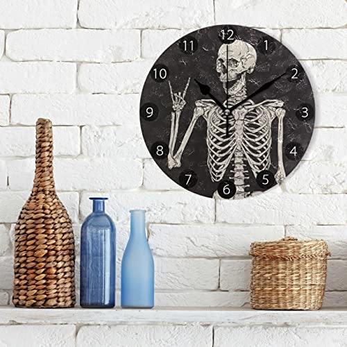 Susiyo Rock-And-Skull Clocks Decorative Wall Clocks Silent Battery Operated Desk Clock Digital Clocks For Bedrooms Living Room Decor Kitchen Office Circular Clocks #TOP2