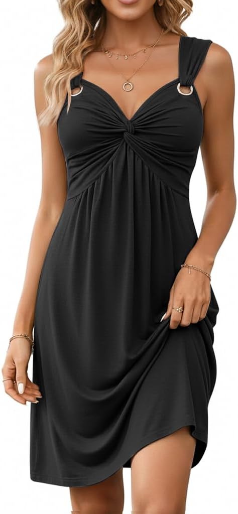 Disamer Sundresses for Women 2026 Vacation Spring Front Knotted Summer Dresses Swimsuit Beach Cover Ups Twisted Mini Dress