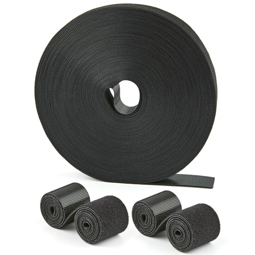 Image of 50 Ft x 1 inch Hook and Loop Roll, Reusable Fastening Cable Ties, Multi-Purpose Cable Management Wire Ties Cable Straps for Organizing Home, Office and Data Centers