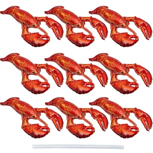 Neyeidru 9pcs Giant Lobster Crawfish Foil Balloons Simulation Sea Animal Balloons for Birthday Crawfish Boil Party Supplies