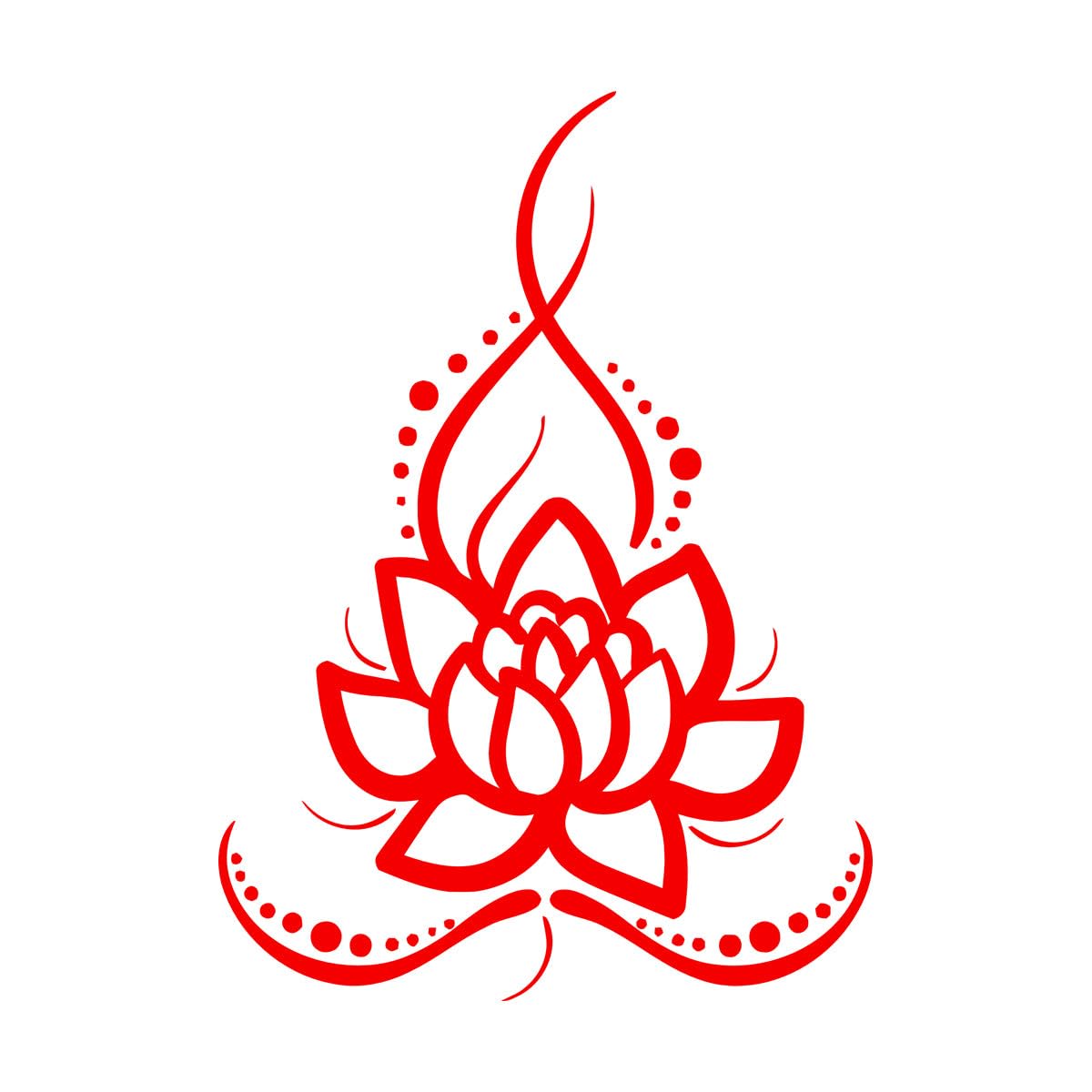 Vinyl Wall Stickers Lotus Flower Ornament Buddhism Floral 54x77cm Personalized Customization Large red โ image 1