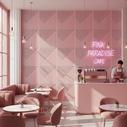 Image of Kayra Decor Wall Panels for Bedroom PVC Fluted Design Blush Pink Color 19.7 inch x 19.7 inch (Pack of 40) - Covers 107.80 Sq. Ft.