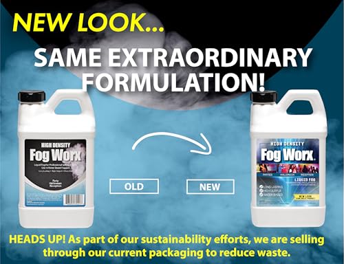 Image of FogWorx Extreme High Density Fog Juice - Long Lasting, High Output, Water Based Fog Machine Fluid - Half Gallon, 64oz (Pack of 2)