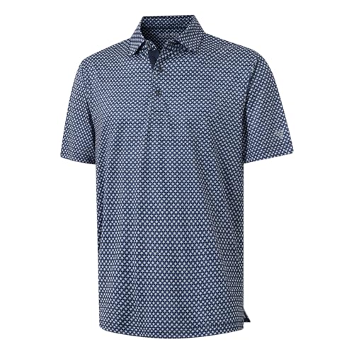 Image of M MAELREG Mens Golf Shirt Short Sleeve Dry Fit Print Moisture Wicking Performance Patterns Collared Polo Shirt