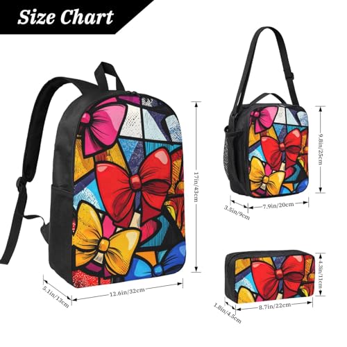 Bow Backpacks 3 Pcs Unisex Travel Backpack with Fun Graphic Cartoon Print for Hiking Commuting2