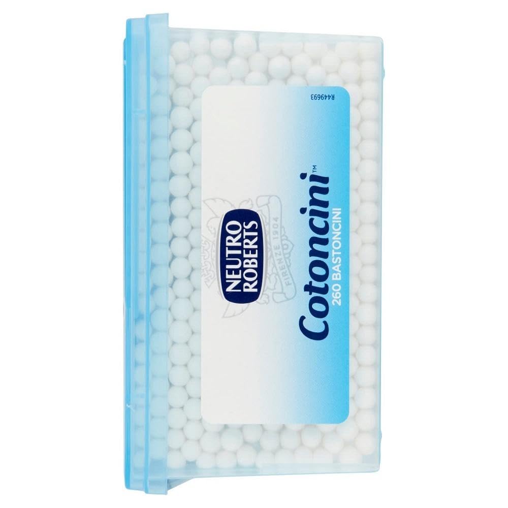 Neutro Roberts - Cotoncini con Box Salva Igiene - Cotton Fioc Morbidi e Biodegradabili con Astina in Cartoncino - Cotoncini con Camomilla, Ideali per Bambini - Confezione da 260 Pezzi