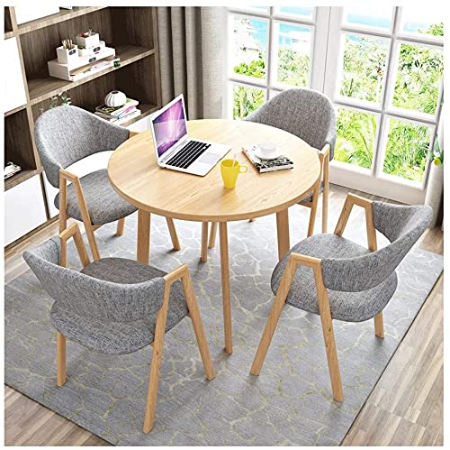 Office Reception Round Table Kitchen Table Chair S Living Room Furniture 80cm Round Table 4 Cotton Linen Chair Balcony Kitchen Office Western Restaurant Hotel, Suitable for Lounge, Living Room, Offic