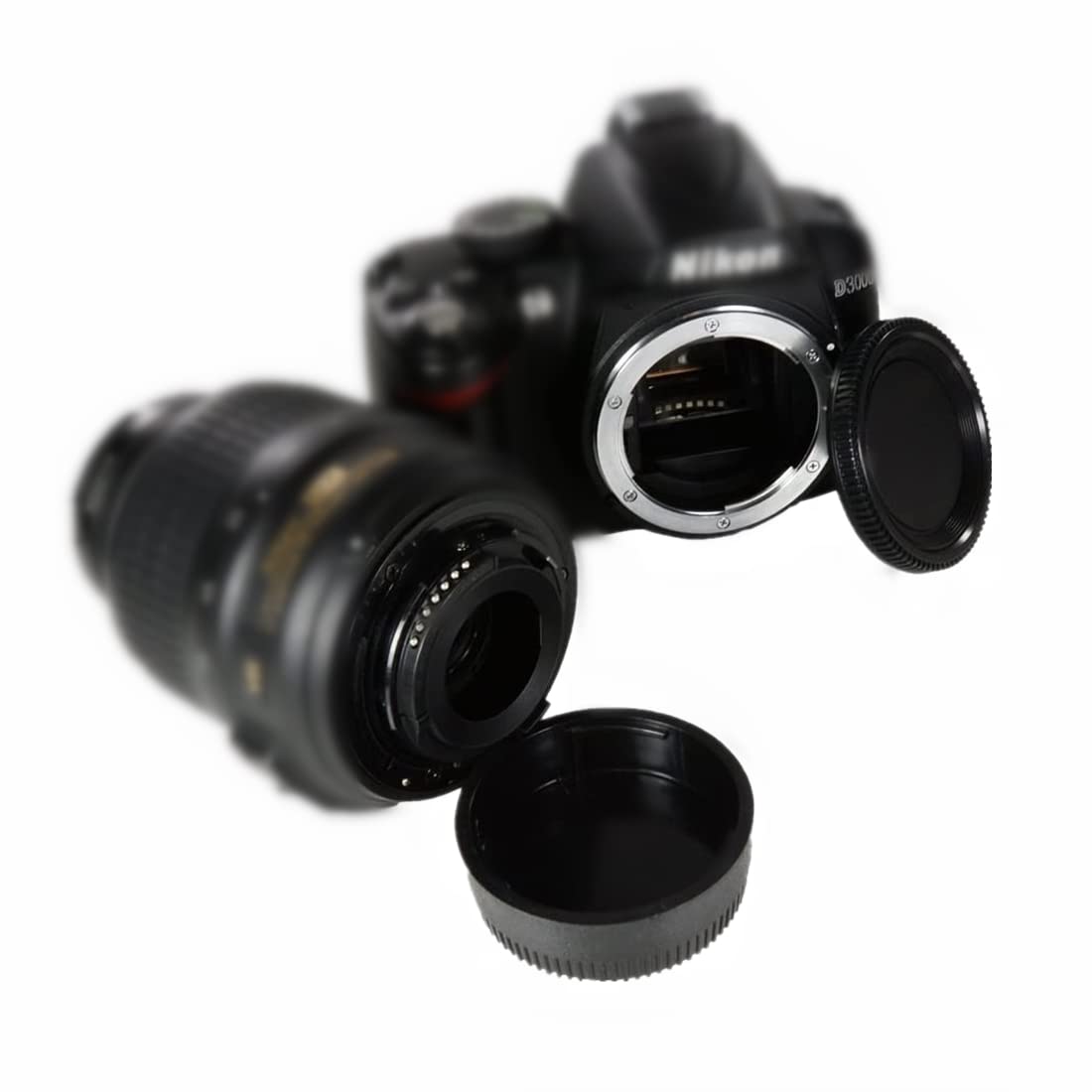 2 Copriobiettivo Posteriore Per Obiettivi Nikon AF E AF-S - Tappo Paraluce In Plastica ABS Per Fotocamere DSLR (Nero)