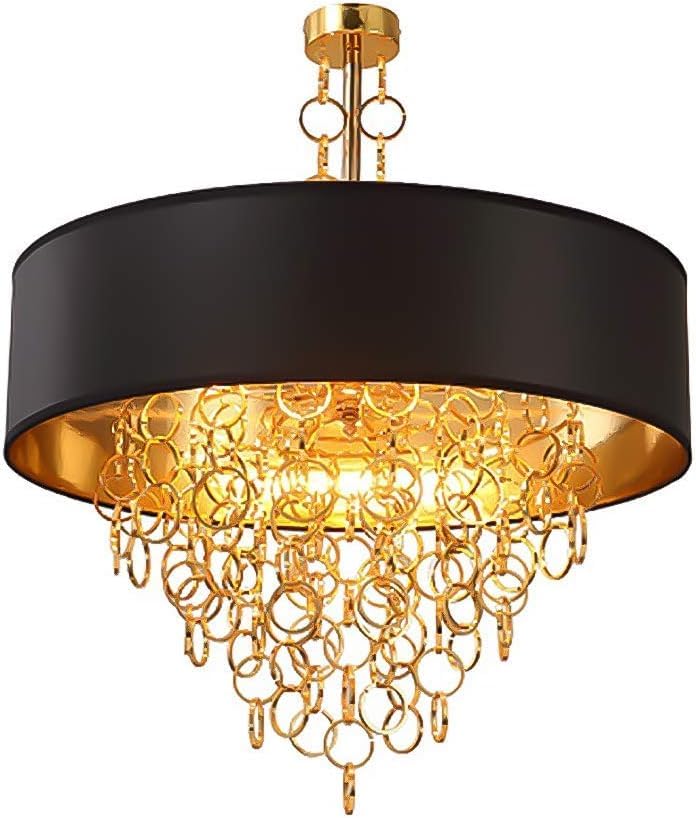 YILILKGold Chandelier Lighting, Fabric Ceiling Pendant Light Decoration Hanging Lamp E27 Indoor Lighting for Dining Living Room Hotel,Medium