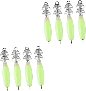 Sosoport 8 Peças Crankbait Manivela Iscas Noturnas Anzol De Pesca Brilhante Iscas De Aço Inoxidável Isca De Pesca Anzol De Pesca De Lula Gancho De Mar Profundo Brilho Equipamento De Pesca
