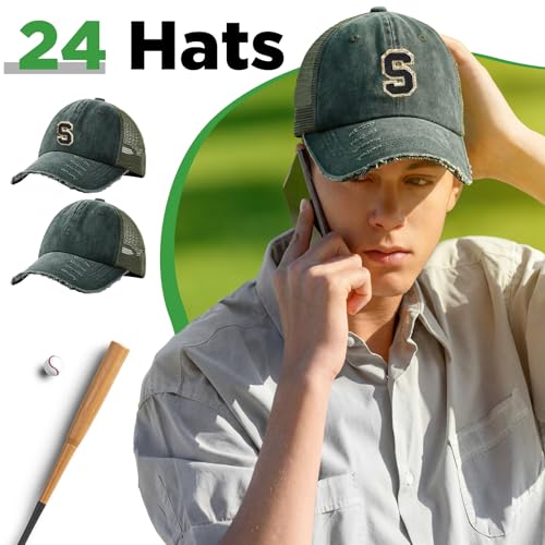 Image of Suhine 24 Pcs Blank Trucker Hat Bulk Unisex Mesh Baseball Cap for Sublimation Embroidery Vintage Adjustable Hat for Men Women