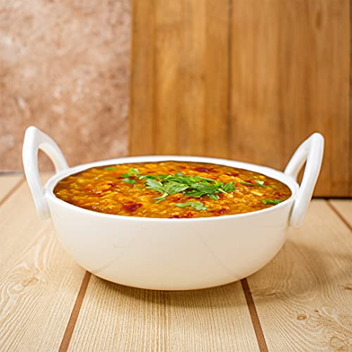 Clay Craft Basics Ceramic Serving Kadai | Kadai for Serving Vegetable | Serveware for Modern Kitchens | Dining Table Serveware | Serving Pot | Mitti Ke Bartan Style Serveware | Clay Pot for Serving – White (860 ml)