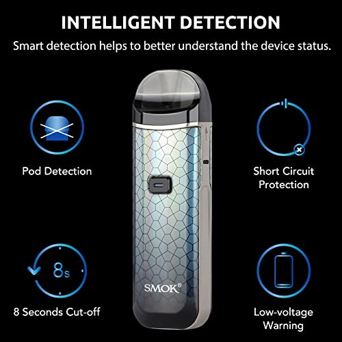 SMOK-Nord-Pro-1100mAh-25W-E-Cigarettes-Vape-Starter-Kit-2ml-Refillable-Pod-Two-Air-Inlet-Vaping-MTL-09ohm-and-DL-06ohm-Meshed-Coils-USB-Type-C-Fast-Charging-Ecig-No-Nicotine-Silver-Black-Armor