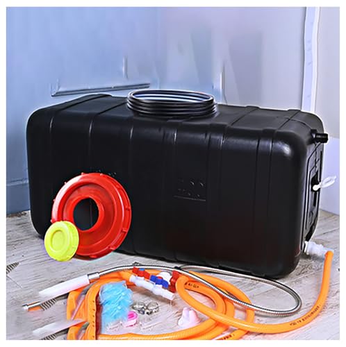 Contenedor de agua portátil de 120 L, tanque de almacenamiento de agua potable de plástico de grado alimenticio para coche, camping, gran capacidad, color negro