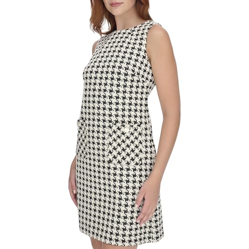 Image of Tommy Hilfiger Women's Sleeveless Boat Neck Textured Knit Shift Mini Dress