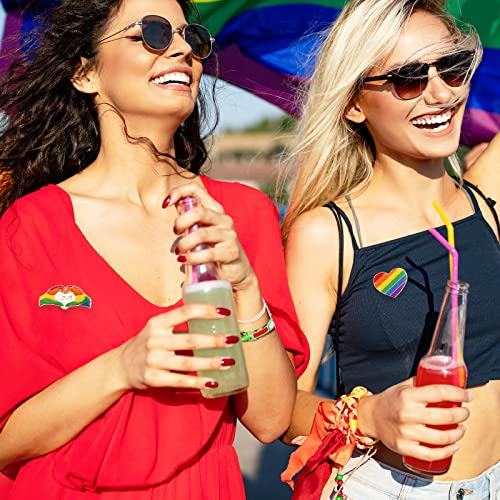 Image of Giegxin 40 Pcs Rainbow Pride Pins Bulk LGBT Lapel Pins Gay Heart Flag Brooch for Clothes Bags Accessories Gifts