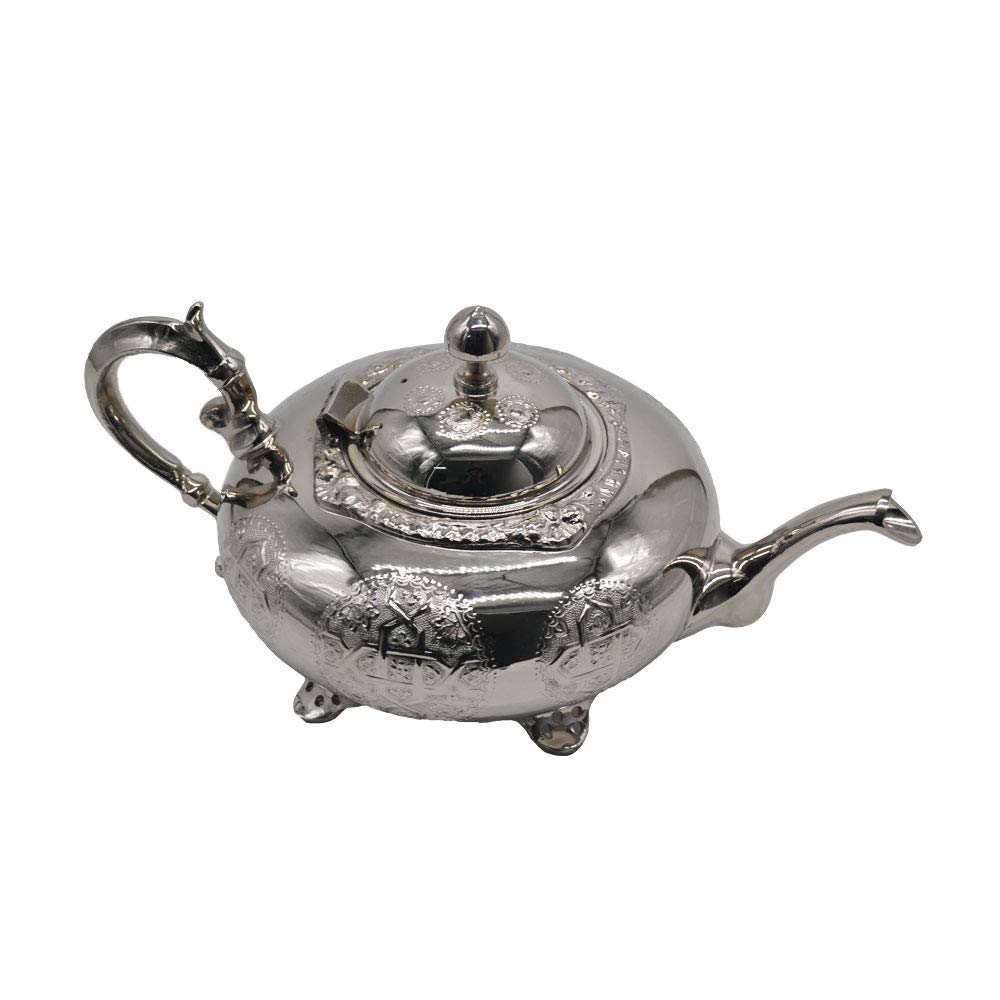 Service à thé Complet. Maroc n ° 9-1. Il Comprend Un Plateau en métal argenté de 38 cm, 6 Verres et 1 théière de Un Litre équivaut à 12 Verres. Excellente qualité et Design
