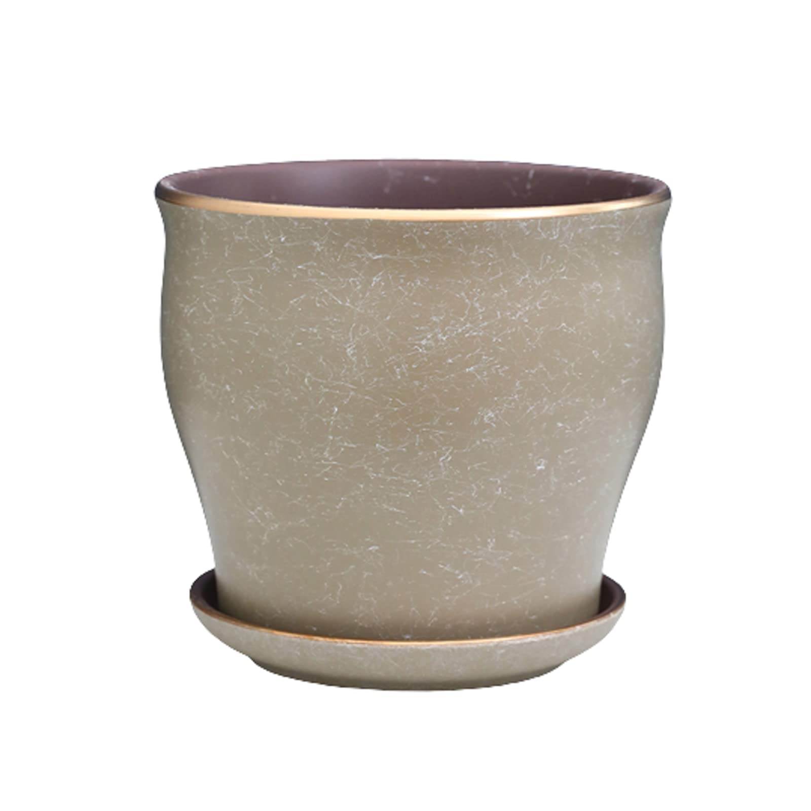 Vasi da Giardino Vasi per fioriere in Ceramica da 5/6/8 Pollici con Fori di drenaggio e piattini, vasi da Fiori per fioriere da Giardino per Interni ed Esterni
