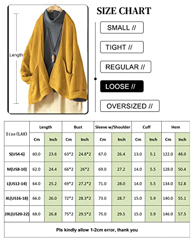 Yesno Cardigan Sweaters For Women Oversized Casual Loose Cable Knit Open Front Cardigan Long Sleeve Knit Outwear Tops With Pockets L La8 Black #TOP4