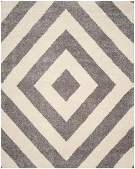 Image of Shaggy Rug for Bedroom Living Room 3X5 FEET Fluffy Plush Area Carpet with Non Slip Backing, Modern Cozy Floor Rug for Home Decor and Comfort (Grey /Ivory)