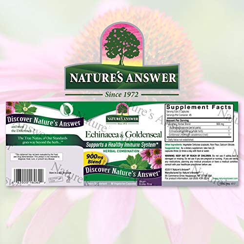 Nature's Answer Echinacea & Goldenseal | Dietary Supplement | Supports A Healthy Immune System | Non-Gmo & Kosher Certified | Vegetarian/Vegan Capsules 90Ct #TOP1