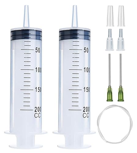 Paquete de 2 jeringas de 68fl oz con tubos jeringa de plástico grande con mangueras de 276 pulgadas diámetro interior de 0236in para laboratorios
