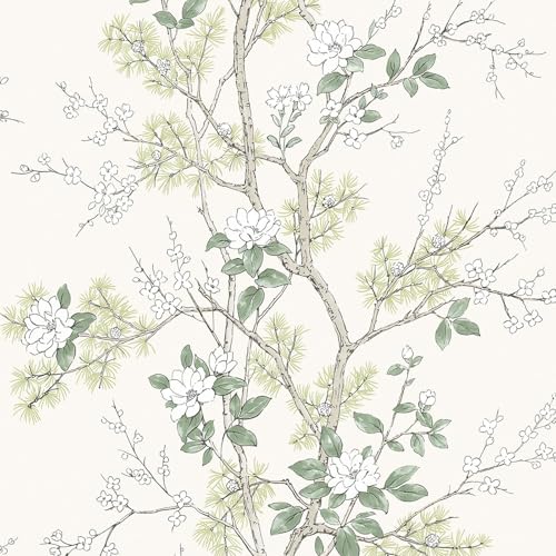 Belgravia Decor Bridget Delicate Floral Oriental Themed Matte Finish Wallpaper Perfect for Romantic Bedrooms Living Rooms Hallways Feature Wallcovering Cream (750)