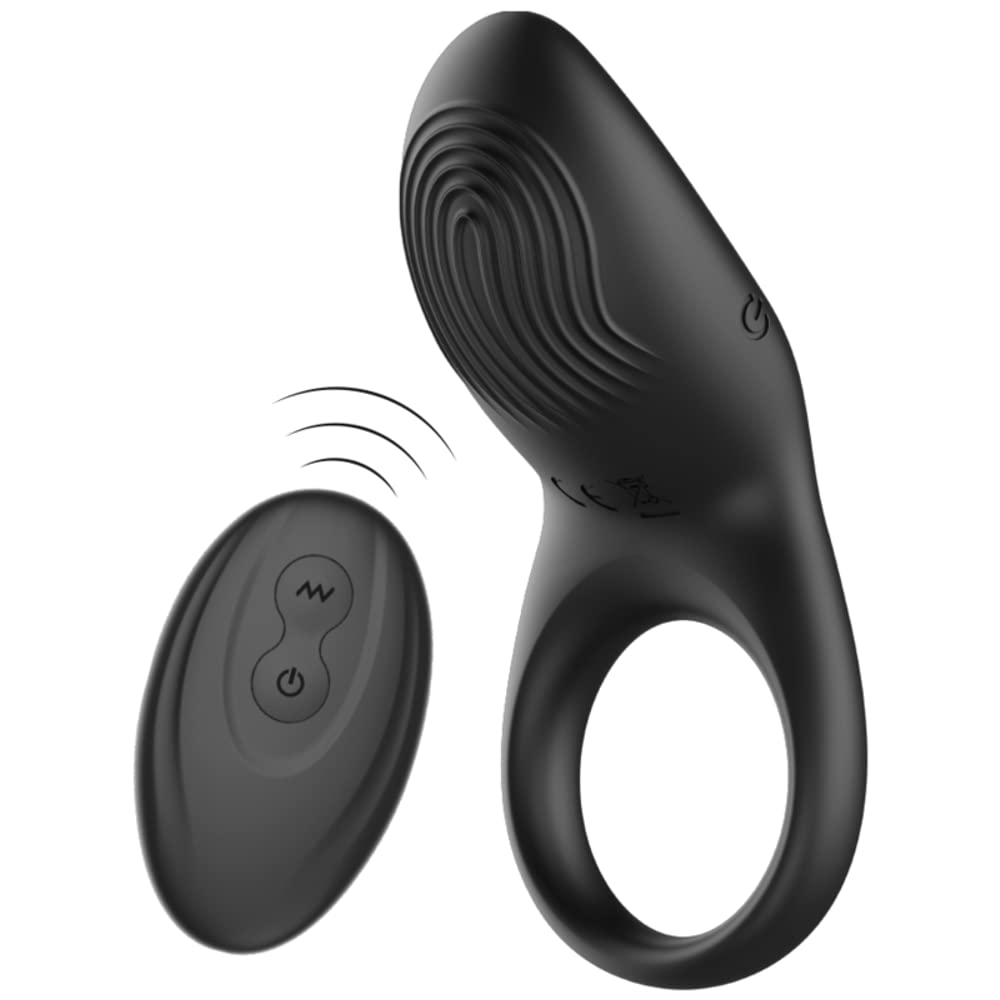 ANELLO FALLICO VIBRANTE PER PENE IN SILICONE NERO CON TELECOMANDO WIRELESS