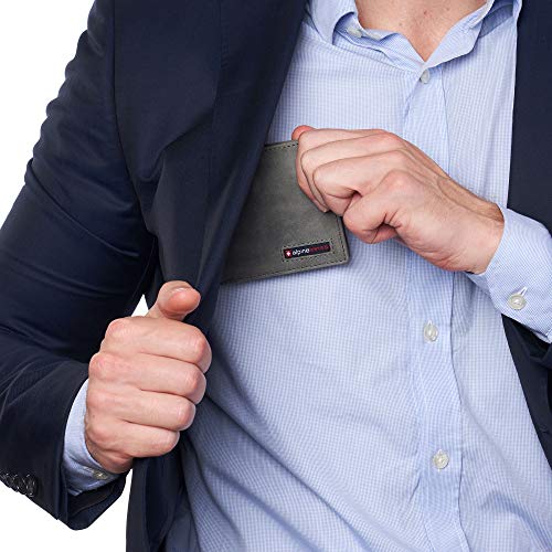 Image of Alpine Swiss Connor Executive Bifold Wallet | Business Passcase for Men | Premium Leather | Dual ID Windows | RFID Blocking | Gift Box Included Nubuck Gray
