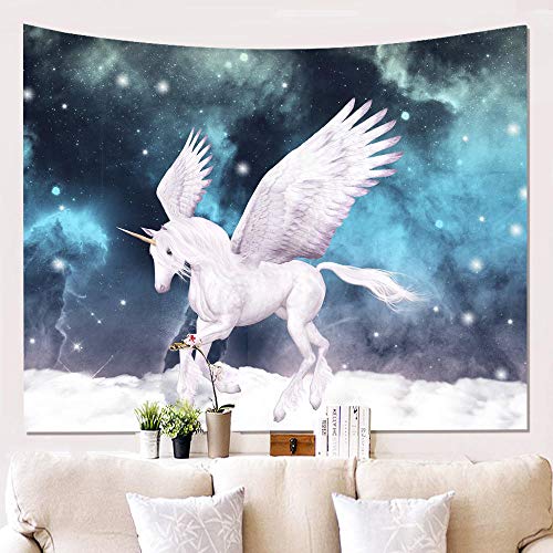 Haoxp Sala de Estar, Dormitorio o decoración,Tapiz de Tela de Fondo Unicornio Pared Tela Colgar Tela Fondo Tela Pintura 5_150 * 100 cm