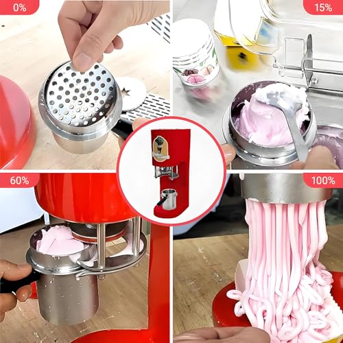 YANDDEA Eiscreme- und Softeismaschine, 7,4–7,9 Gal/Std. kommerzielle Spaghetti-Eispresse, Gelato-Maschine mit 4 Formformen, Eiscreme-Nudelmaschine Red – Bild 8
