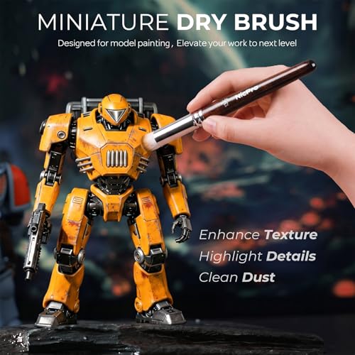 Image of Nicpro Miniature Paint Brushes Dry Brush - 31PCS Model Paint Brush Set with Cloth Roll for Acrylic Oil Watercolor, Detail Paint Brush Drybrush for Model, Miniature Painting, Paint by Numbers, Craft