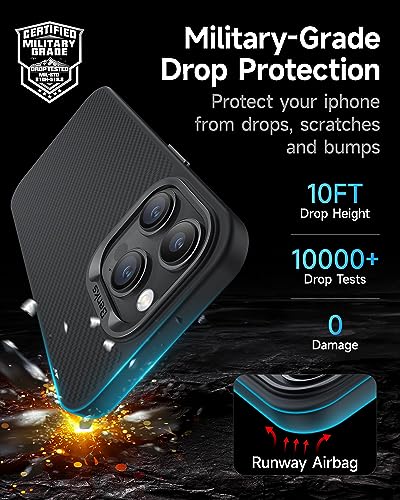 Image of BENKS Magnetic Case for iPhone 15 Pro, Built with Dupont Kevlar 600D Aramid Fiber [Compatible with Magsafe], [Military Grade Drop Protection] Anti-Scratch Non-Slip Shockproof Cover, 6.1 inch Black