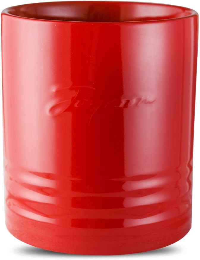 Joyroom Kitchen Utensil Holder for Countertop, Heavy Ceramic Utensil Crock, Large and Stable, Utensils Caddy Circle Collection (Red) : Home & Kitchen